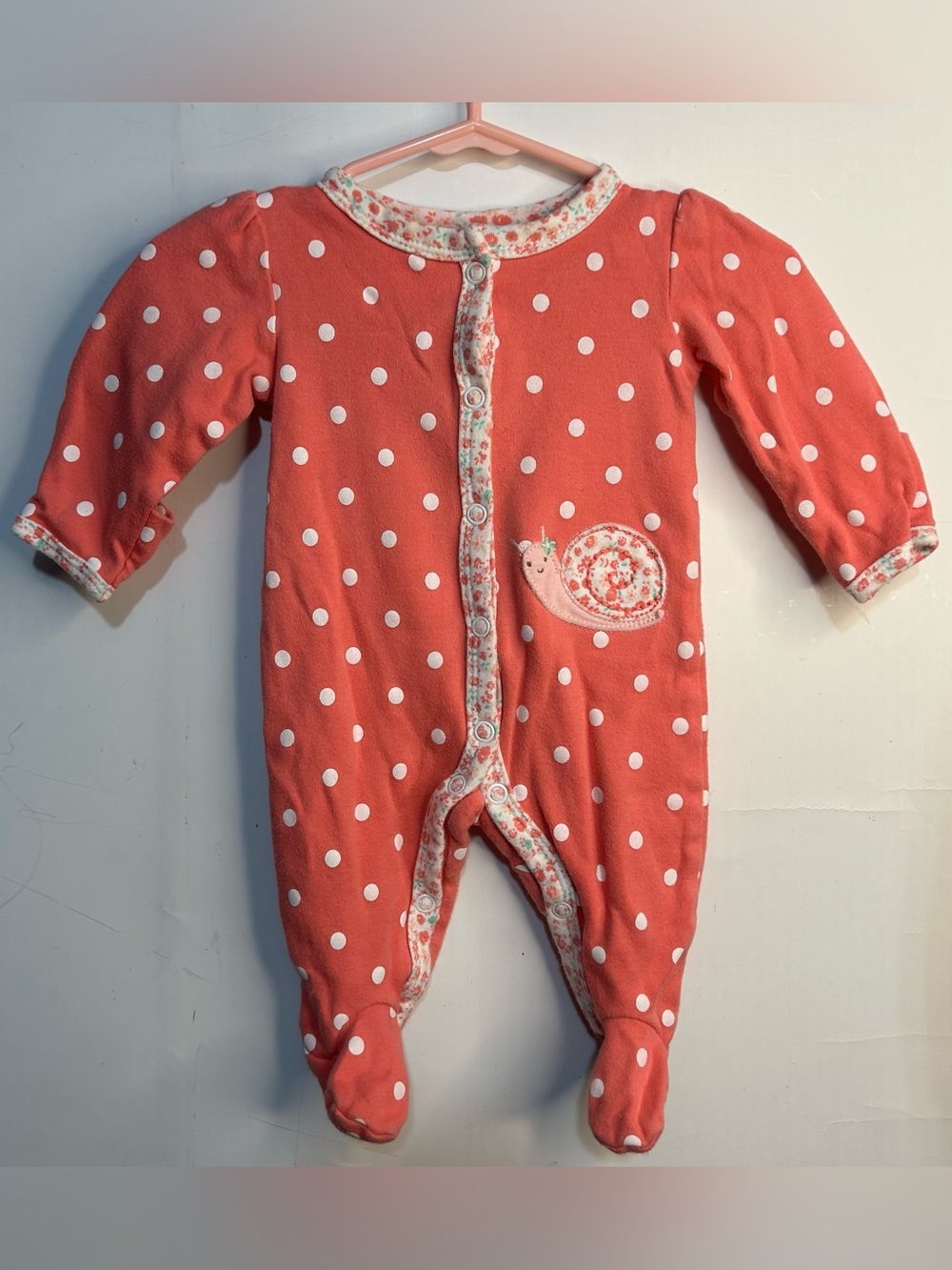 Carter's Just One You Floral Pink Polka Dot Jumpsuit Pajama NB
